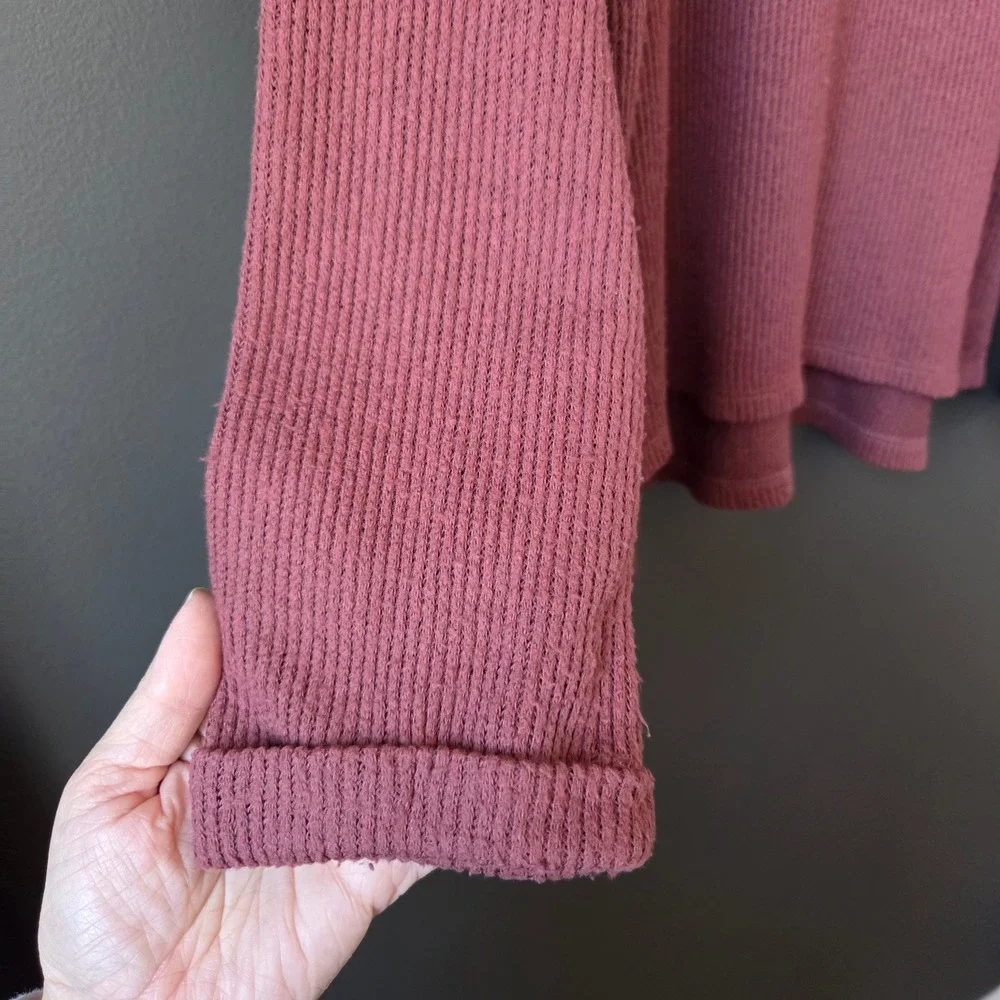 Ginger G Dusty‎ Rose Ribbed Knit Oversized Long Sleeve Top Women M Basic Cozy